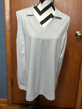 Women’s Light Gray Sleeveless Polo V-Neck Shirt